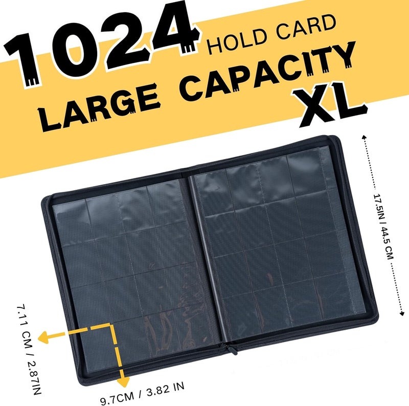 KUOOKING 1000+ Pockets Trading Card Binder, 16-Pocket Card Ablum Compatible with MTG,Sports Cards & Other Standard Size Trading Cards (Black) - Image 3